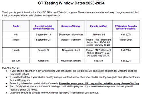 GT testing Dates 2023 Eng